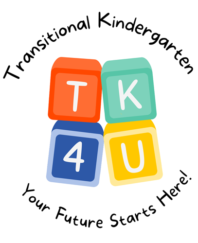 Logo of Transitional Kindergarten showing play blocks with letters T, K and U / Number 4 on it 